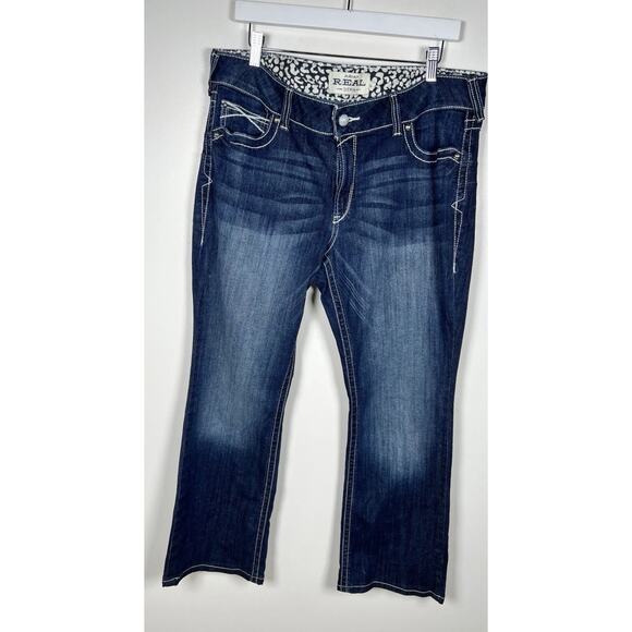 Ariat R.E.A.L Slim Bootcut Lakeshore Rosy Whipstich Stretchy Jeans Size 34 Waist - Picture 2 of 11